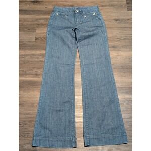 Armani Exchange Women Wide Leg Jeans Blue Denim Flare Trouser Pants Size 0 Short